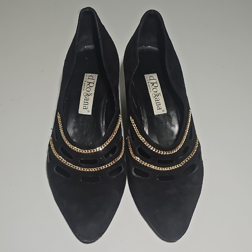 Black and Gold Chain Detail Heels